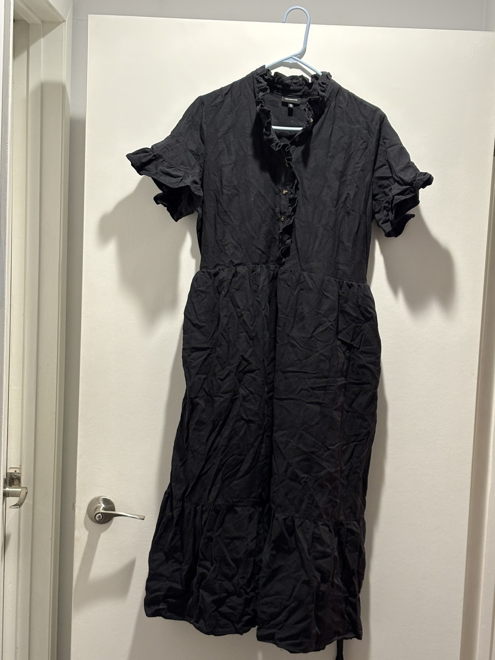 Who What Wear Black Ruffle-Trim Maxi Dress